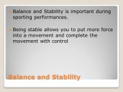 Balance and Stability Balance